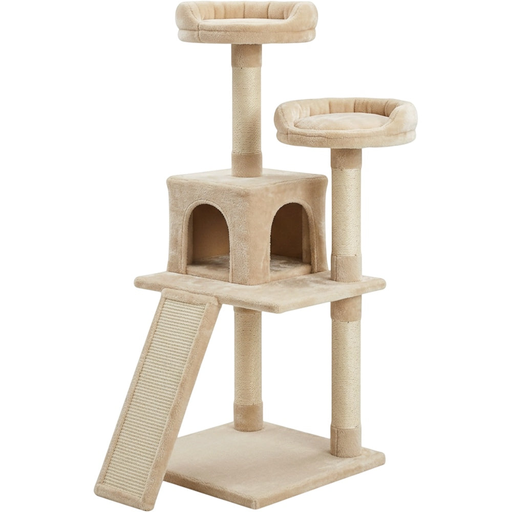 Fgbmx Corner Cat Tree Beige 43 in with Sisal Ramp