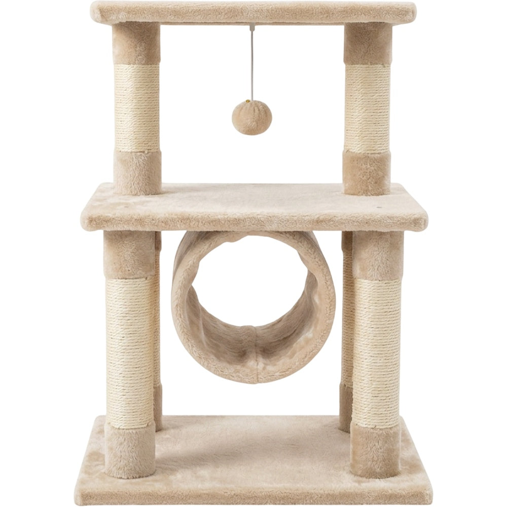 Fgbmx Low Kitten Cat Tree Oatmeal 30 in with Tunnel
