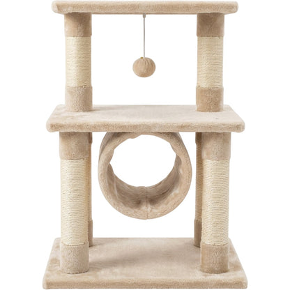 Fgbmx Low Kitten Cat Tree Oatmeal 30 in with Tunnel