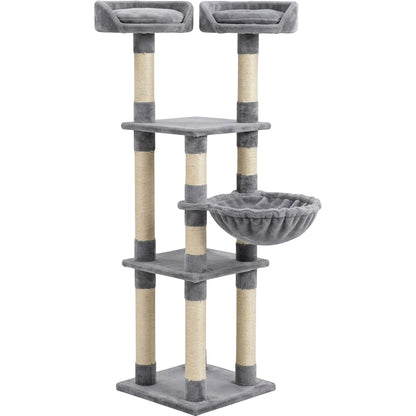Fgbmx Slim Cat Tower Gray 58 in with Twin Perches