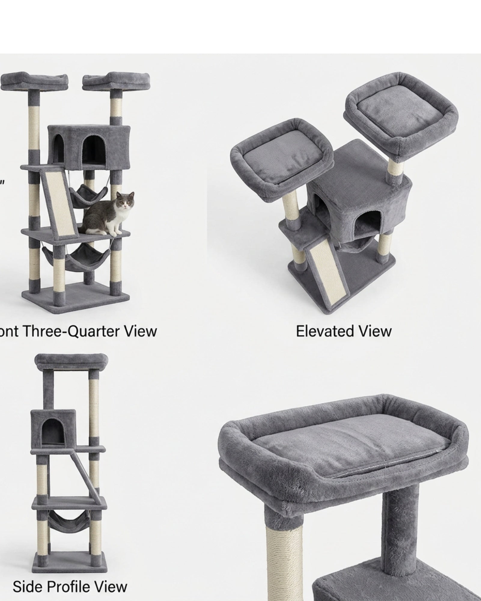 Fgbmx Slim Cat Tower Gray 58 in with Twin Perches