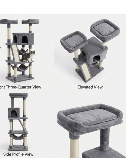 Fgbmx Slim Cat Tower Gray 58 in with Twin Perches