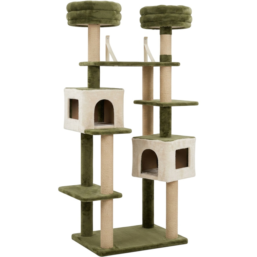 Fgbmx Twin Condo Offset Cat Tower Olive Cream